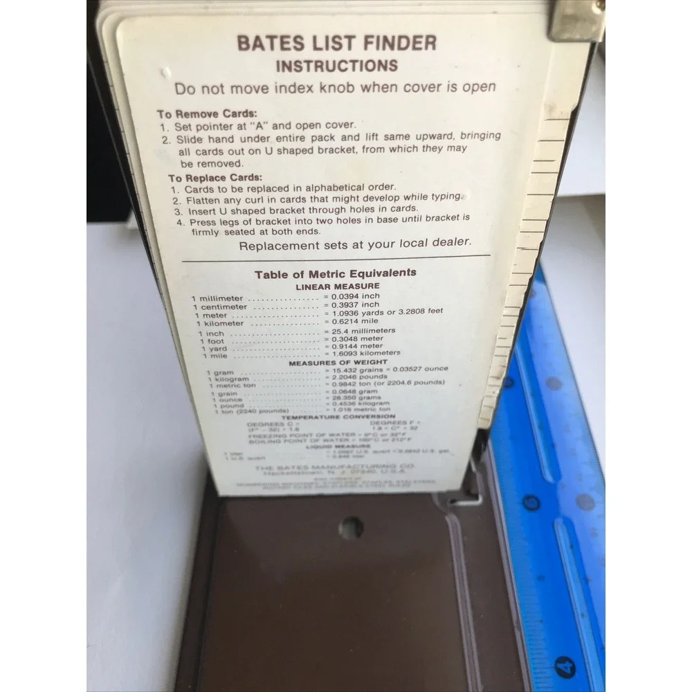 Vintage Bates Secretary Model G Metal List Finder Flip Up Address Phone Book